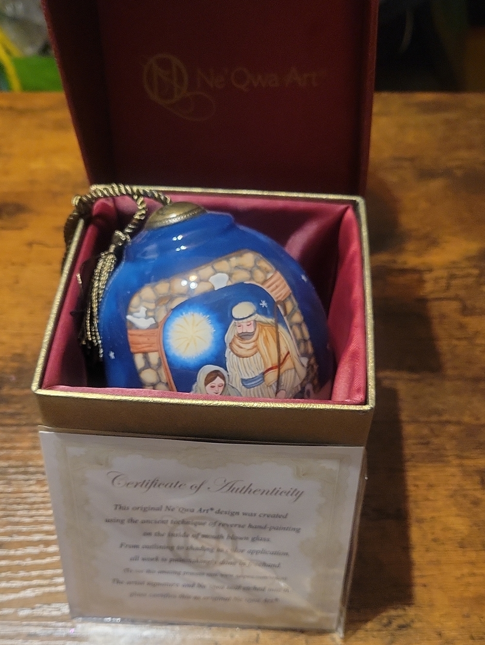 Blue Hand-Painted Nativity Ornament